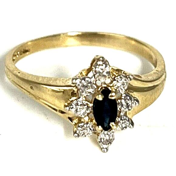 Amazon.com: 10k Yellow Gold Pear Sapphire And Diamond Ring  Beautiful 10k Yellow Gold Sapphire Diamond Ring